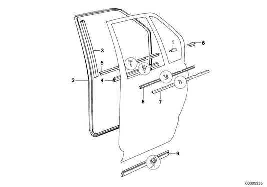 Clip de fijación OEM 51421945437 para BMW Serie 7 E32 (modelos 730i) con motor M30. Compatible con versiones manuales y automáticas. Original BMW.