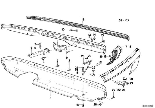 OEM 51121867790 Plugue de pára -choque traseiro para BMW E23 728i, 728is. BMW original.