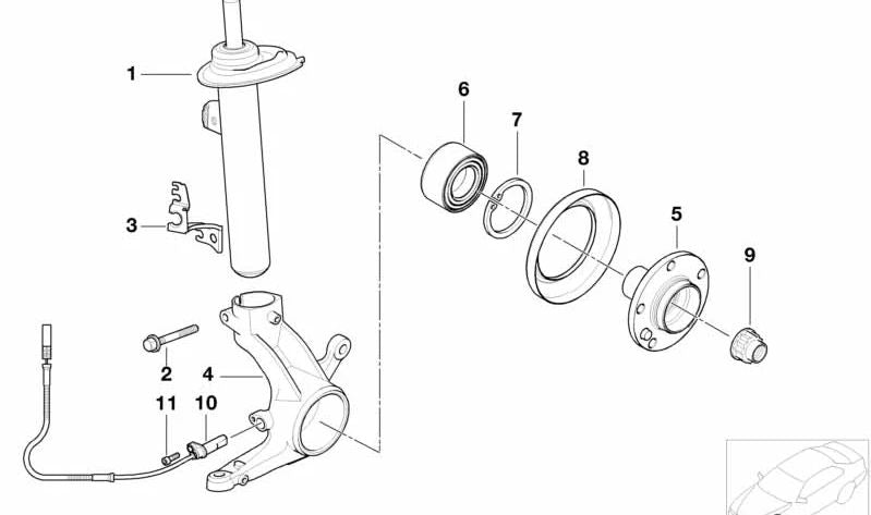Supporto a sinistra per cavo ABS/BVA OEM 34526750973 per BMW E46 {325i XDrive, 330d XDrive} Allrad. BMW originale.