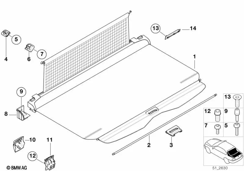 Estor se esconde para o BMW E39 (OEM 51478217261). BMW original