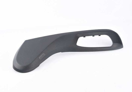 Left exterior embellisant of the seat OEM 52107318975 for BMW F07, F10, F11, F01, F02, F15, F85, F16, F86. Black color Original BMW.