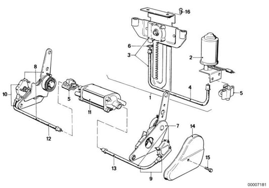 Herraje de respaldo abatible eléctrico izquierdo OEM 52101917237 para BMW Serie 6 E24 628CSI, 635CSI. Original BMW.