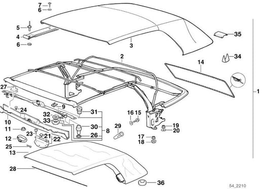 Remache dilatable OEM 54348118944 para BMW E36 318i, 320i. Original BMW.