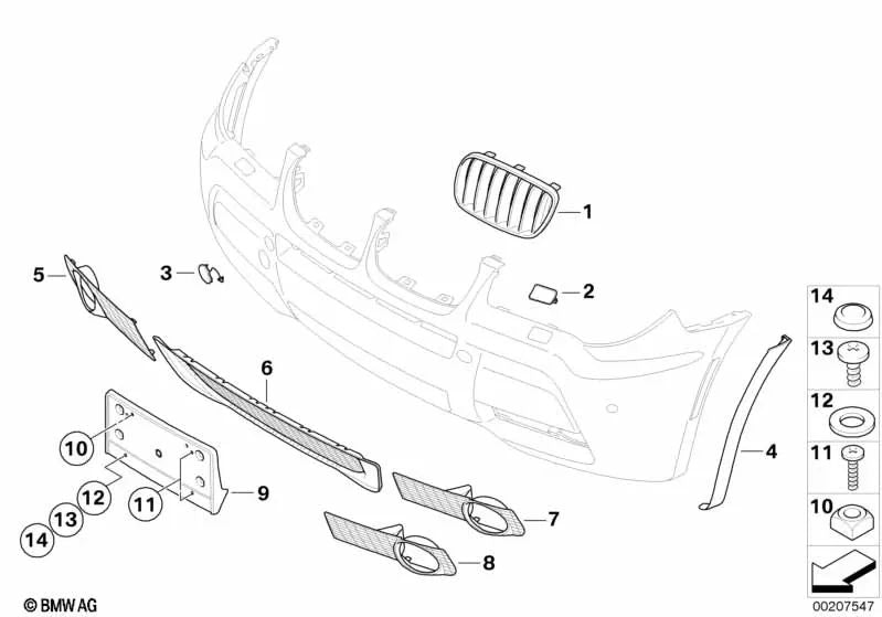 Griglia chiusa a destra per BMW E83N (OEM 51113417726). BMW originale.
