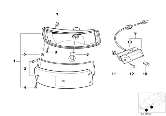 TULIP INTERMITTATION gauche 63139069125 pour la série BMW 5 E28 (Modèles 518, 518i, 520i). Pièce de remplacement originale de BMW.