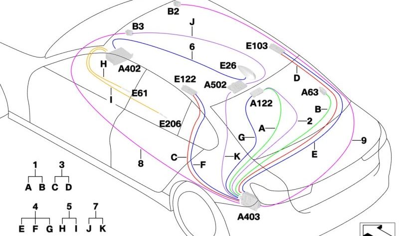 Cabo de reparo de microfone OEM 61115A4CEF9 para BMW G20 {316D, 318D, 318i} (modelos e variantes de 07/2022). Comprimento 6244 mm. BMW original.
