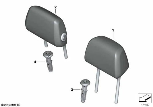 Klappbare Kopfstütze aus Stoff hinten OEM 52209108299 für BMW 1er F40. Original BMW.