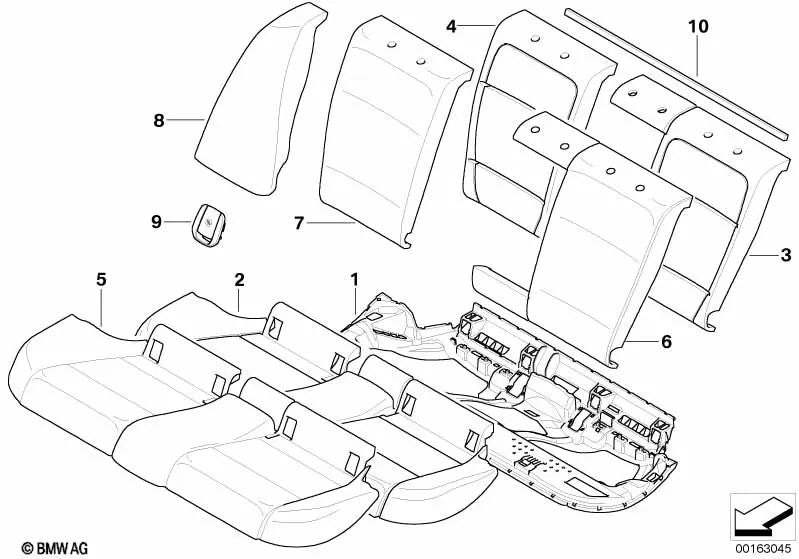 Funda del respaldo de cuero izquierda para BMW Serie 3 E90N (OEM 52207246517). Original BMW