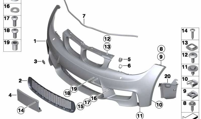 Tapa gancho remolque imprimada OEM 51118051613 para BMW E82 (M Coupé UR91 y UR92). Repuesto original BMW.