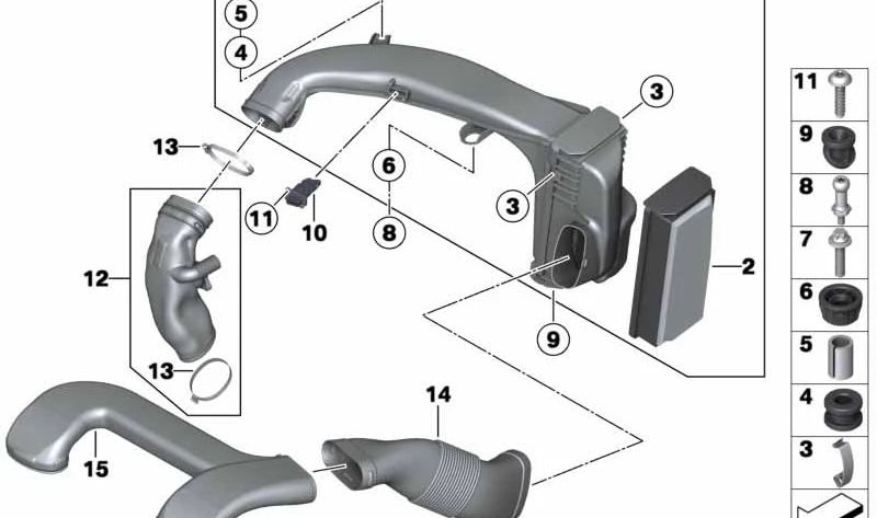 Intake Duct OEM 13718518060 for BMW E70, E71, X5, X6. Original BMW.