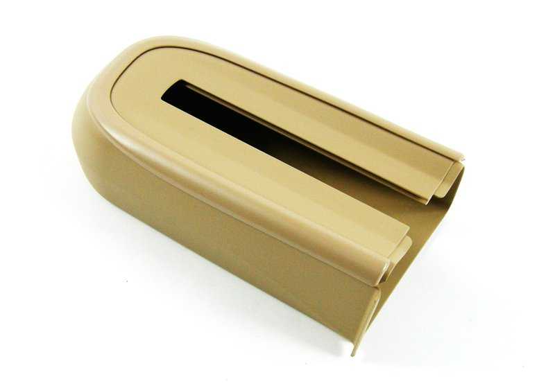 Embellecedor derecho reposacabezas OEM 52107003548 para BMW E46. Color beige claro. Pieza original BMW.