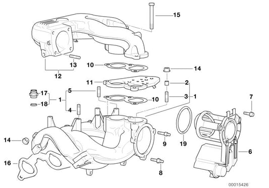 Junta sin amianto OEM 11611734683 para BMW E30, E36, E34, Z3 (316i con motor M40). Pieza original BMW. Ideal para sellado en sistema de admisión.