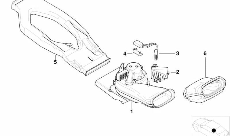 Rear Space Fan for BMW 7 Series E38 (OEM 64118363529). Original BMW