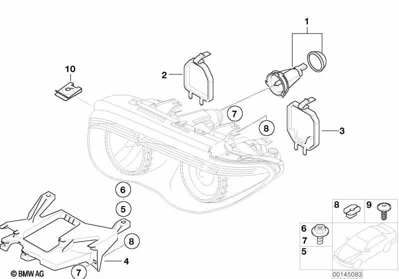 Soporte Faro Derecho para BMW E65, E66 (OEM 63117162090). Original BMW