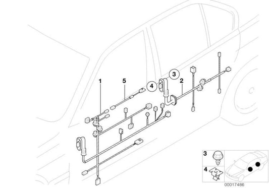 Kabelsatz Fahrerseite OEM 61128370754 für BMW 3er E36 316i (M40, M43). Original BMW.