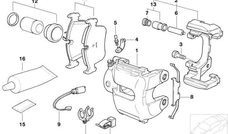 Brake support for BMW E31 (OEM 34111160327). Genuine BMW