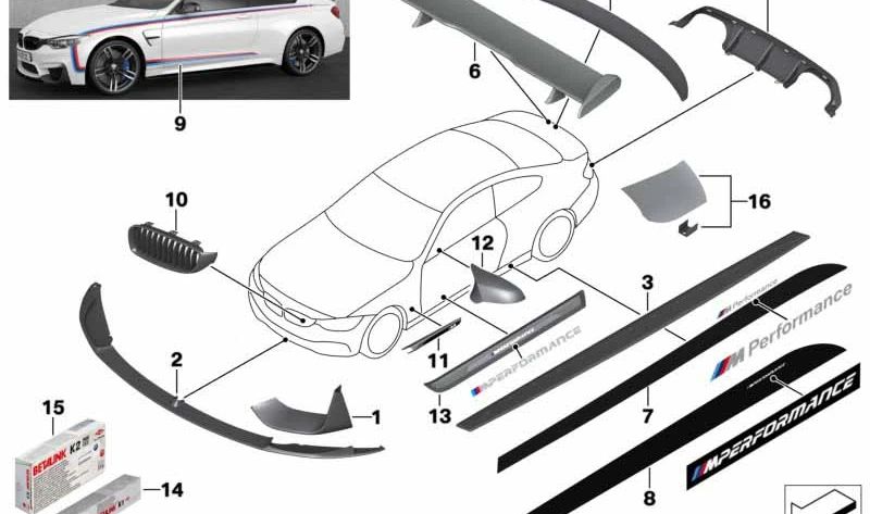 Modello di perforazione OEM 01292446139 per BMW F32, F82. BMW originale.