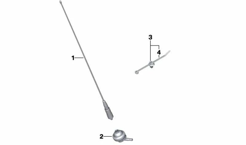 Varilla de antena OEM 65218544569 para motos BMW R1200RT, R1250RT, F750GS, F850GS, F800GT... y más. Original BMW Motorrad.
