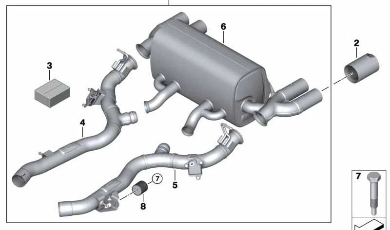 Kit de fijación escape M Performance OEM 18302409610 para BMW F87 M2, F80 M3, F82/F83 M4. Compatible con motores S55. Original BMW.
