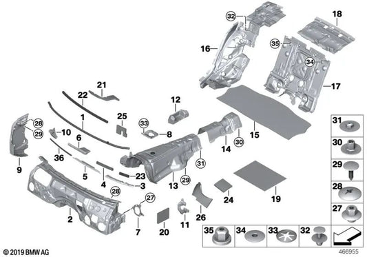 Borracha de espuma acústica OEM 51459370826 para BMW Série 7 G11, G12, G11 LCI, G12 LCI. BMW genuíno.