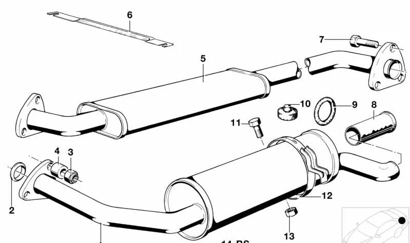 Silenciador delantero OEM 18121245614 para BMW Serie 3 E21. Original BMW.