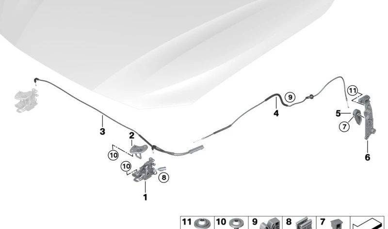 Clôture avant Capó côté gauche OEM 51237468349 pour BMW F40, F44, G20, G21. BMW d'origine.