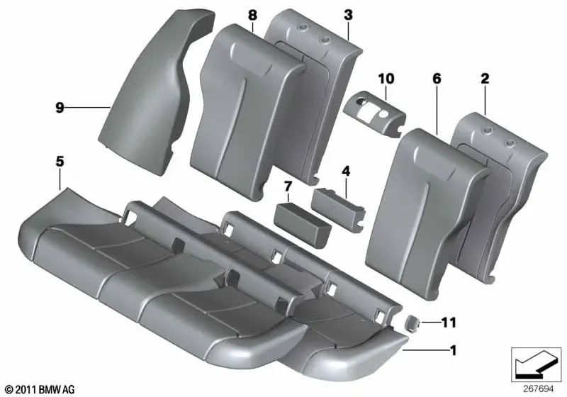 Right side panel for BMW 3 Series F30, F30N, F35, F35N (OEM 52207301216). Original BMW