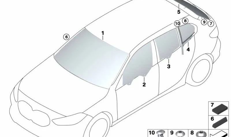 Luna trasera verde OEM 51315A20760 para BMW F40, F70. Original BMW.