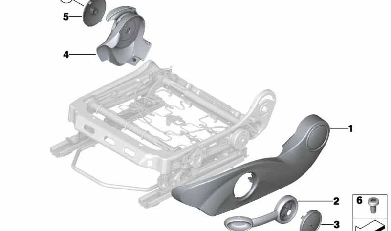 Embellecedor exterior derecho OEM 52102757640 para MINI R55, R56, R57, R58, R59, R61. Color negro carbono. Compatible con versiones Cooper. Original MINI.