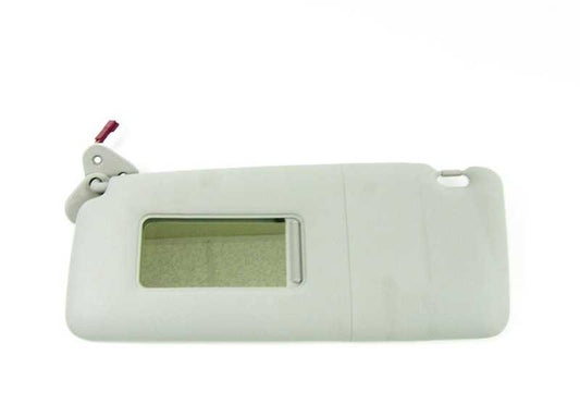 Visera parasol con espejo y luz izquierda OEM 51168242555 para BMW E38 y E39. Color gris claro. Original BMW.