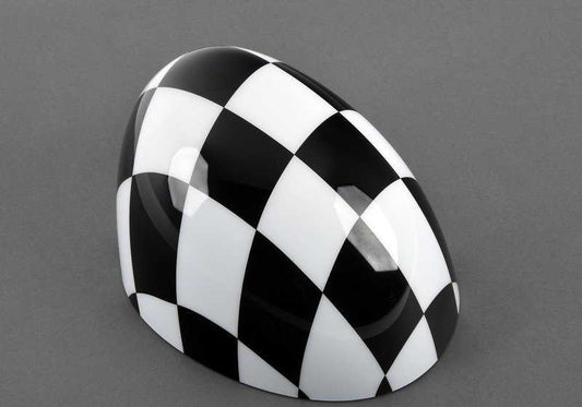 Tapa del retrovisor exterior derecho a cuadros blanco y negro OEM 51142348090 para MINI F56, F55, Clubman F54, Cabrio F57, Countryman F60. Original MINI.