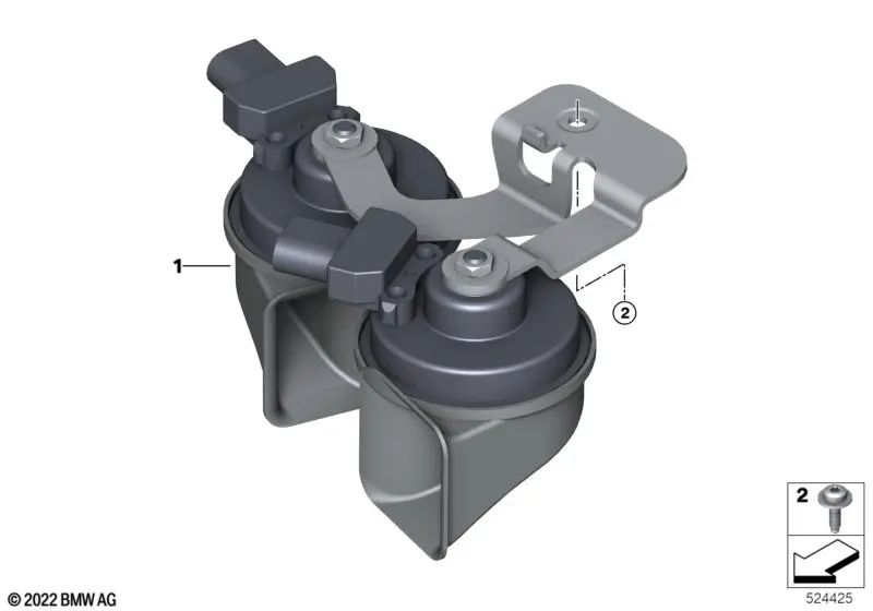 Montagem com buzina OEM 61337011169 para BMW Série 5 G60, G90, G61, G99 e Série 7 G70, G73. BMW genuíno.