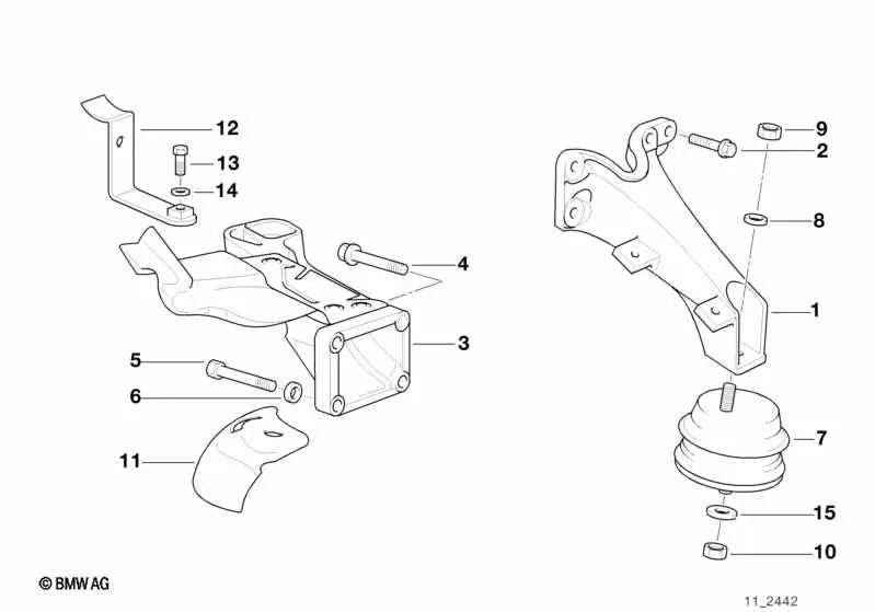 Right load support for BMW E36 (OEM 11812227302). Original BMW