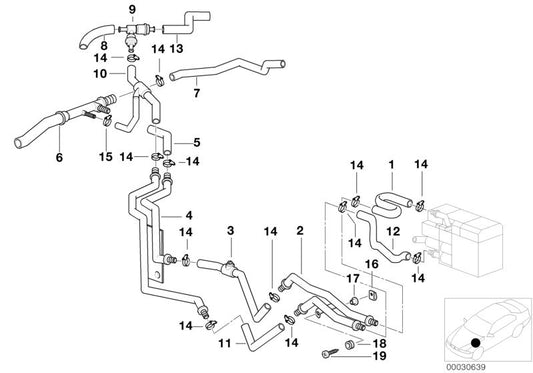 Tubo conector OEM 64128374551 para BMW E46, E39, F07, F10, F11, F06, F12, F13, E38, E65, E66, F01, F02, F04, E53, E70, F15, G05, F85, E71, E72, F16, F86. Original BMW.