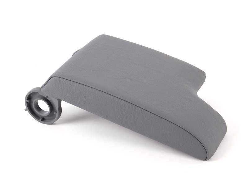 Reposabrazos superior en símil cuero gris OEM 51168248547 para BMW E46. Pieza original BMW. Ideal si tu apoyabrazos está desgastado o quieres renovar el interior de tu coche.