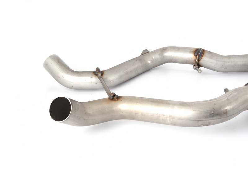 Tubo de escape central con forma X OEM 18307613660 para BMW E90, E91, E92, E93 335i N55. Compatible con versiones manuales y automáticas. Original BMW.
