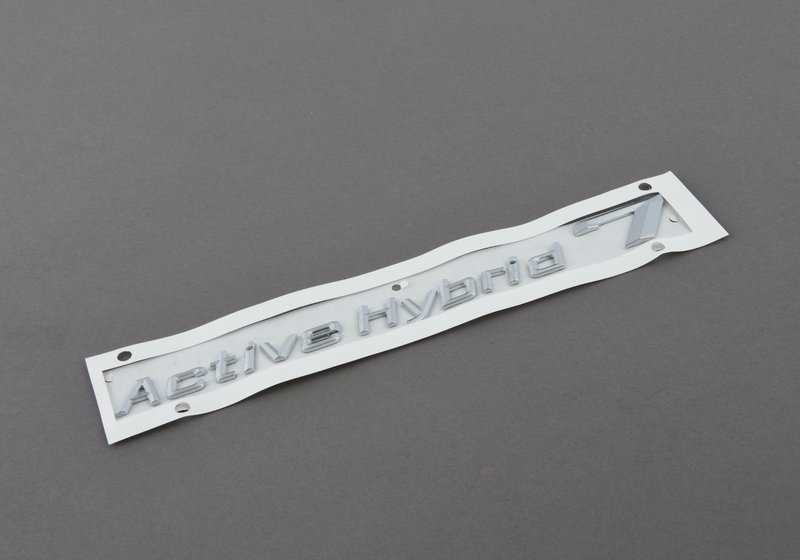 Emblema trasero "Active Hybrid" OEM 51147346551 para BMW F01, F01N, F02, F02N. Original BMW.