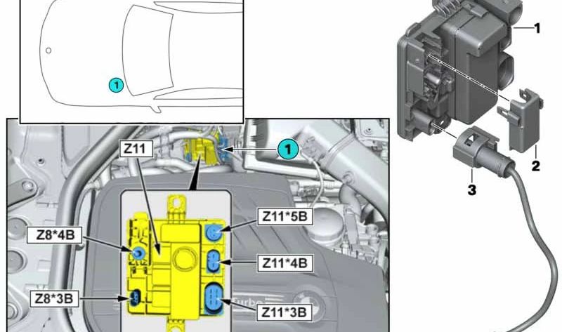 Cable módulo de distribución de energía OEM 12427625998 para BMW F20, F21, F22, F30, F31, F32, F33, F34, F36. Repuesto original BMW.