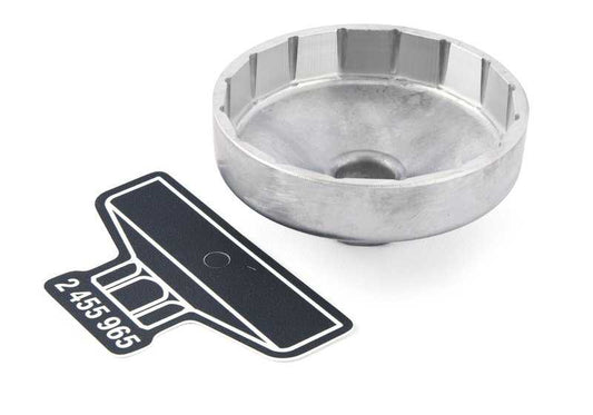 Llave para filtro de aceite OEM 83302455965 para BMW N63 y N74 {F01,F02,F06,F07,F10,F12,F13,F15,F16,F85,F86}. Herramienta original BMW para desmontar el filtro de aceite fácilmente.