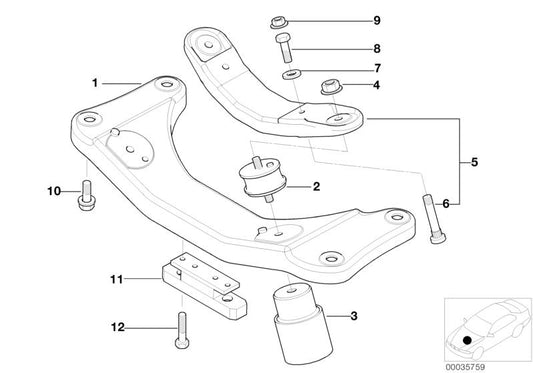 OEM transmission adapter 22311097348 for BMW E39 520D, 525D, 530D (M47/M57, Manual Change, Rear Traction, 1998-2003). Original BMW piece.