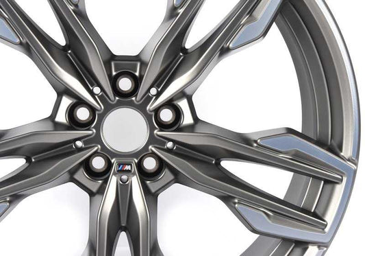 Llantas de aleación M Doble Radio 718 de 21" OEM 36108053456 para BMW X3 G01 y X4 G02. Acabado bicolor titanio brillante. Original BMW.