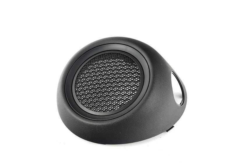 Cubierta de altavoz izquierda negra OEM 51412753689 para MINI R55, R56, R57, R58, R59… y más. Original MINI.