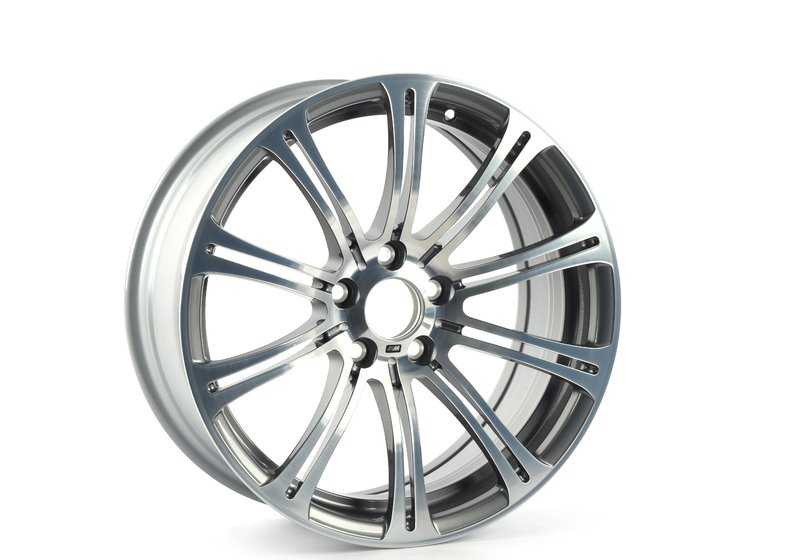 Llanta original BMW 19" M Doble Radio 220 plateada OEM 36112283555 para BMW E90, E92, E93 M3. Delantera 8,5x19 ET29. Compatible con sensores RDC. Original BMW.