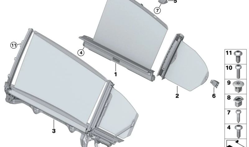 Curtinilla ha lasciato il parasole laterale OEM 51357385055 per BMW F90, F90N, G30, G30N. BMW originale.