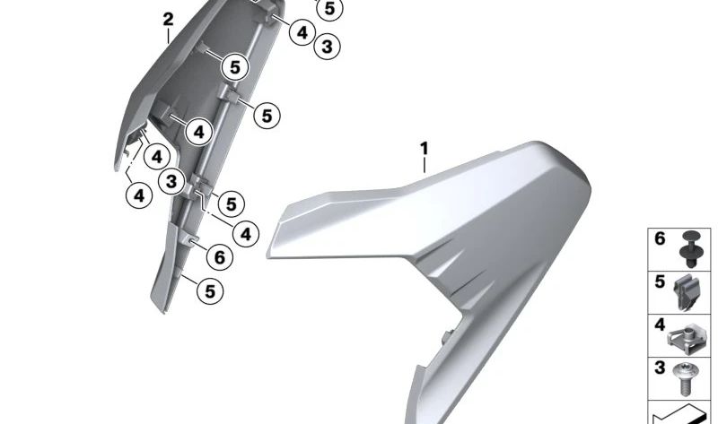 Side gross front piece below right OEM 46638388924 for BMW Motorrad C 400 X. Original BMW Motorrad.