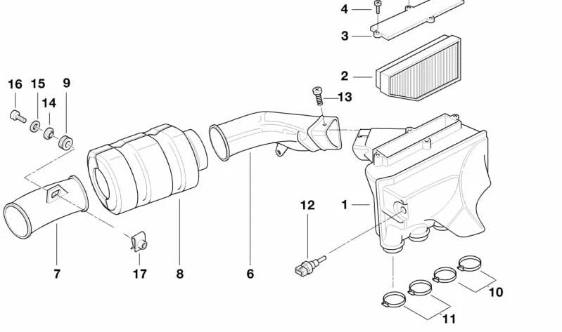 Silenciador de admissão OEM 13717672579 para motocicletas BMW K 1200 LT e K 1200 RS (K589). BMW Motorrad original.