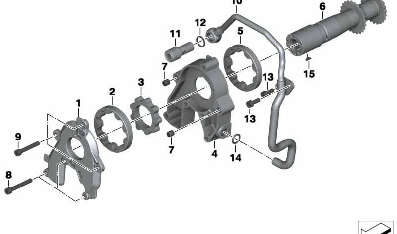 Tapa de bomba de aceite OEM 11417715119 para BMW Motorrad R nineT (RK21, RK22, RK23) y variantes Pure y Scrambler. Original BMW Motorrad.