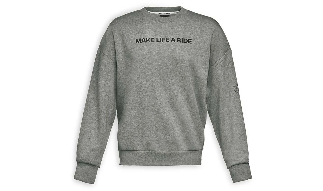 Make Life a Ride Sweatshirt grau meliert Größe XL OEM 76615A815F5 für BMW. Original BMW Motorrad.