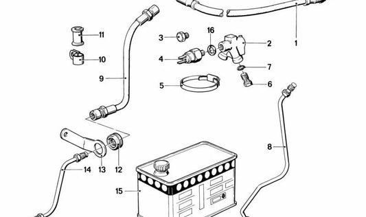 Soporte de sujeción de latiguillo de freno OEM 34321241562 para BMW E30, E34, E36, E38, E39, E46, E60, E61, E65, E66, E83, E85. Original BMW.
