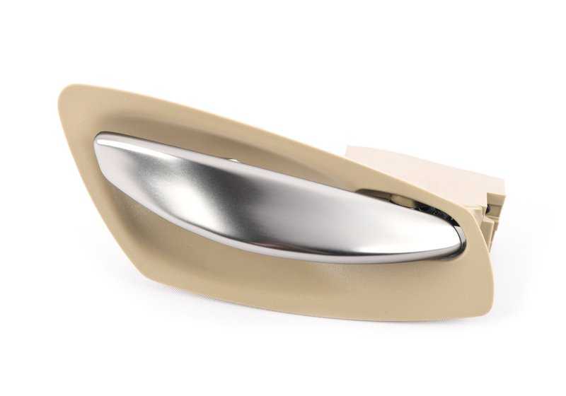 Manecilla interior izquierda para puerta OEM 51417141063 para BMW Z4 E85, E86. Acabado en color beige. Pieza original BMW.